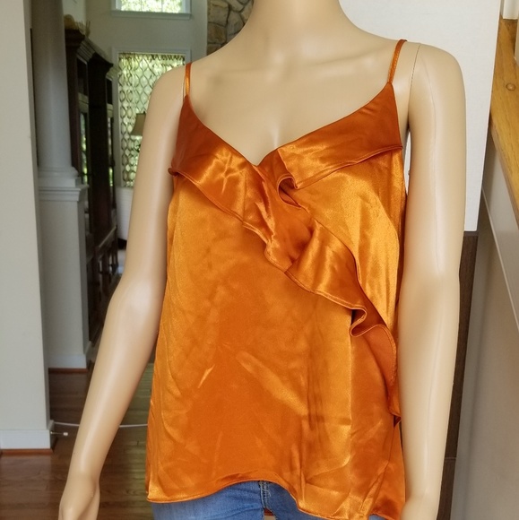 Heartloom Tops - Heartloom Ruffled Satin Camisole Shirt Top XL